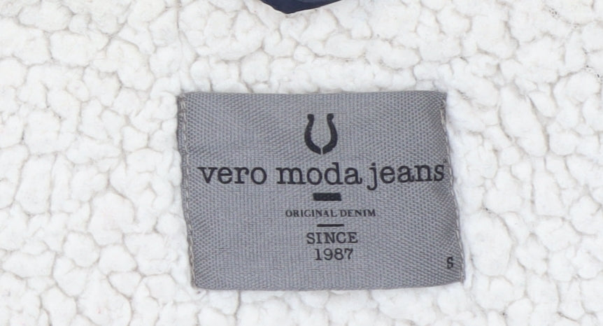 Womens UK Size S Vero Moda Jeans Blue Quilted Coat