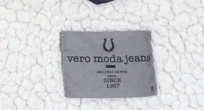 Womens UK Size S Vero Moda Jeans Blue Quilted Coat