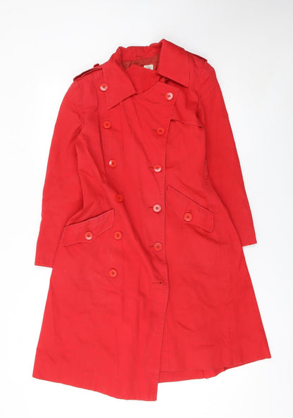 Womens UK Size 6 Hanae Mori Red Trench Coat