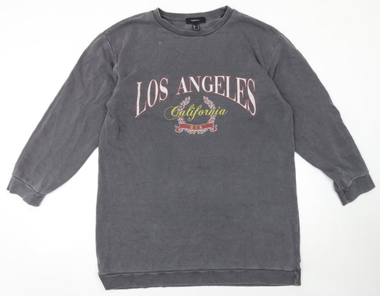 Forever 21 Women Grey Cotton Los Angeles Graphic T-Shirt Dress Size 20