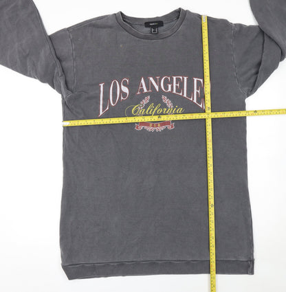 Forever 21 Women Grey Cotton Los Angeles Graphic T-Shirt Dress Size 20