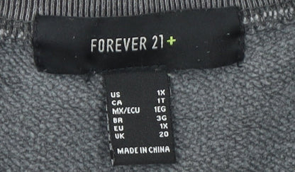 Forever 21 Women Grey Cotton Los Angeles Graphic T-Shirt Dress Size 20