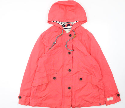 Joules Womens Pink Hooded Waterproof Rain Jacket Size 16