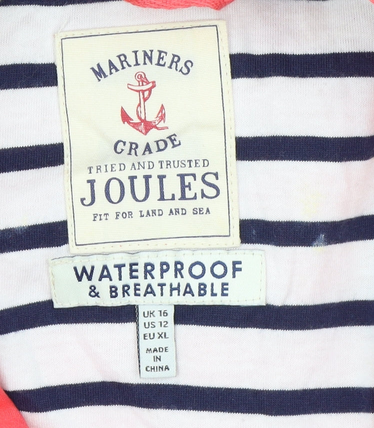 Joules Womens Pink Hooded Waterproof Rain Jacket Size 16