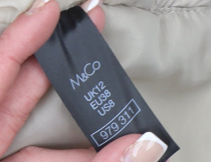 M&Co Women Beige Hooded Quilted Puffer Waistcoat UK 12