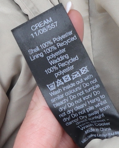 M&Co Women Beige Hooded Quilted Puffer Waistcoat UK 12