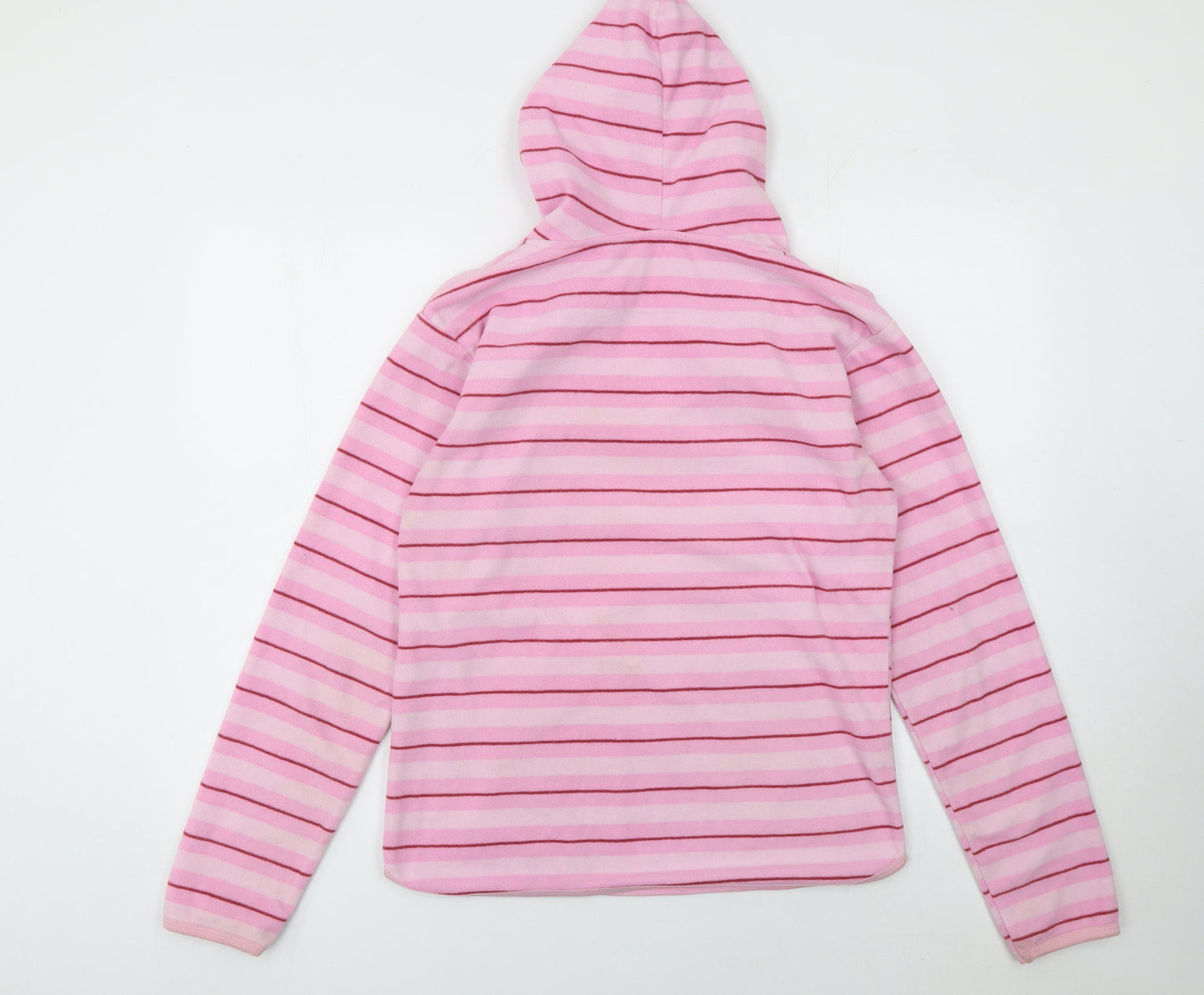 Regatta Women's Pink Striped Fleece Hoodie Size 14 V-Neck Pullover