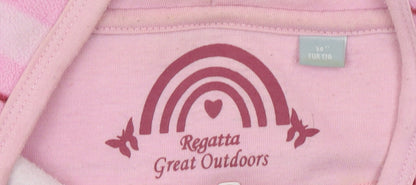 Regatta Women's Pink Striped Fleece Hoodie Size 14 V-Neck Pullover