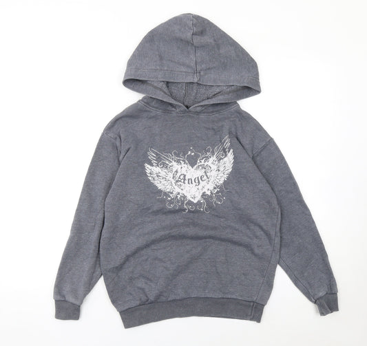 Girls UK Size 9 Years New Look Grey Pullover Hoodie