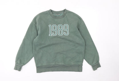 Zara Girls Green 1989 Sweatshirt - 11 Years Classic Pullover Style