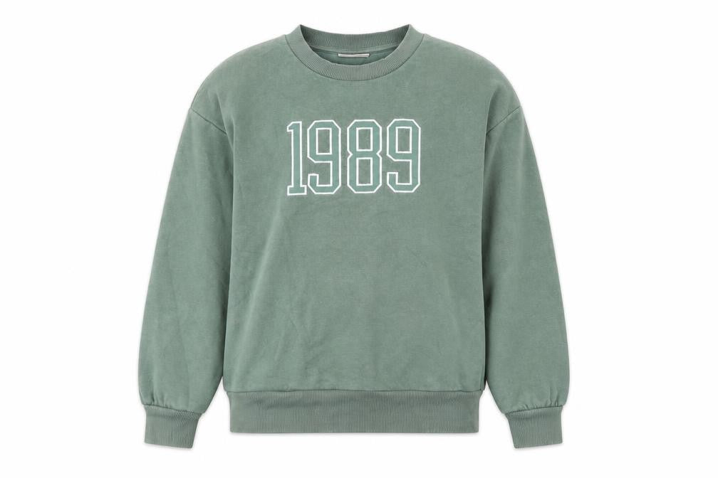 Zara Girls Green 1989 Sweatshirt - 11 Years Classic Pullover Style