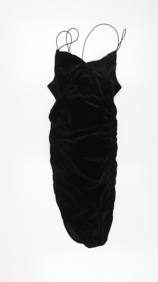 Pink Vanilla Women’s Black Velvet Slip Dress Size 10 Partywear