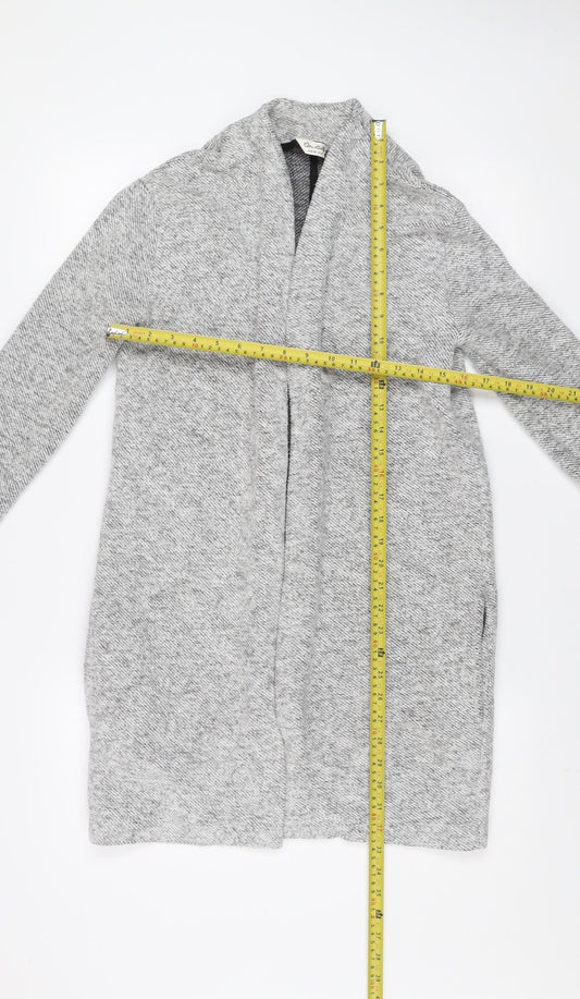 Miss Selfridge Womens Grey Long Knit Coatigan Size 6 Regular