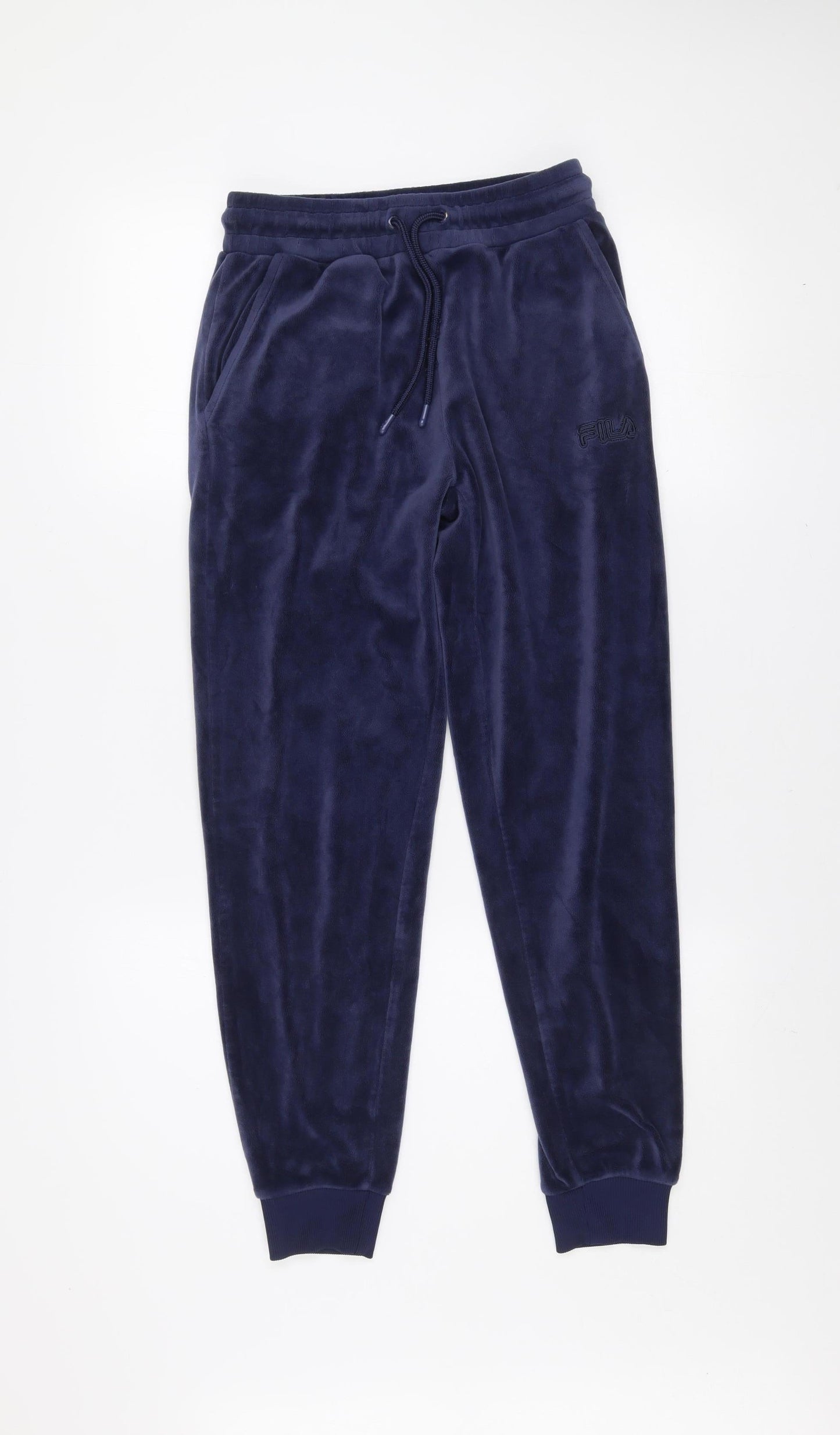 Fila Womens Blue Velour Jogger Trousers XS Regular Fit