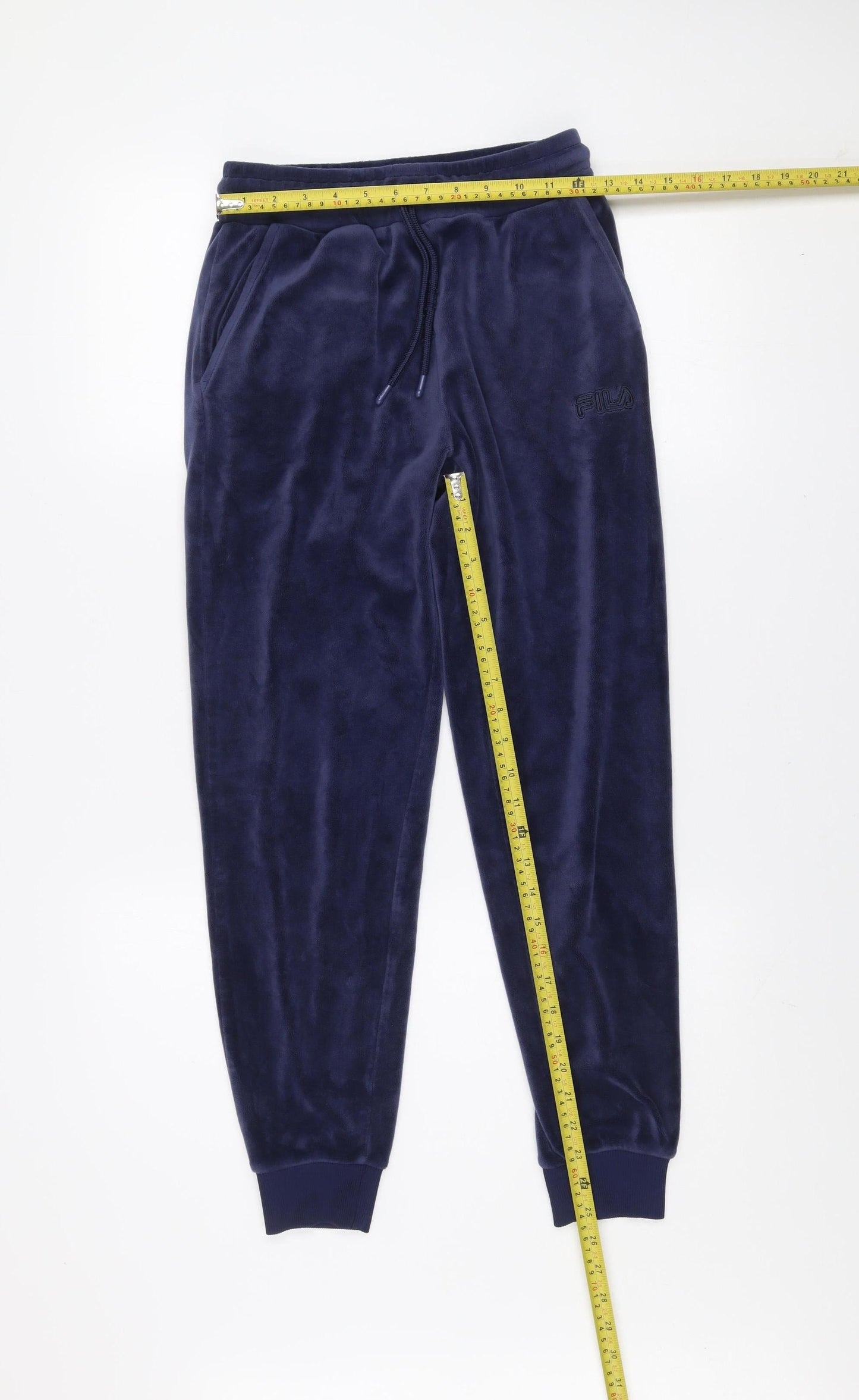 Fila Womens Blue Velour Jogger Trousers XS Regular Fit