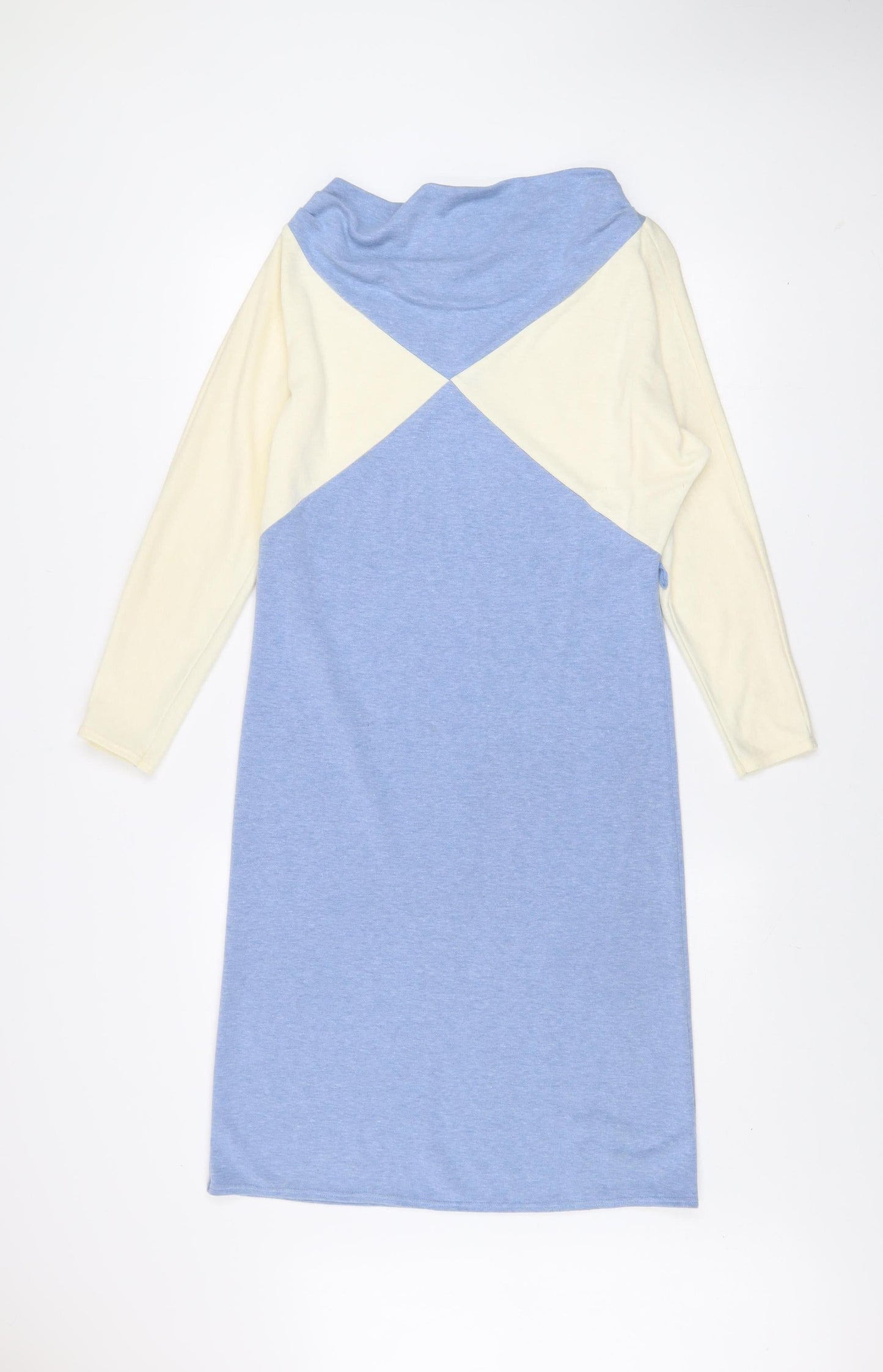 Marks and Spencer Women Blue Colourblock Shift Dress Size 10 Long Sleeve Retro