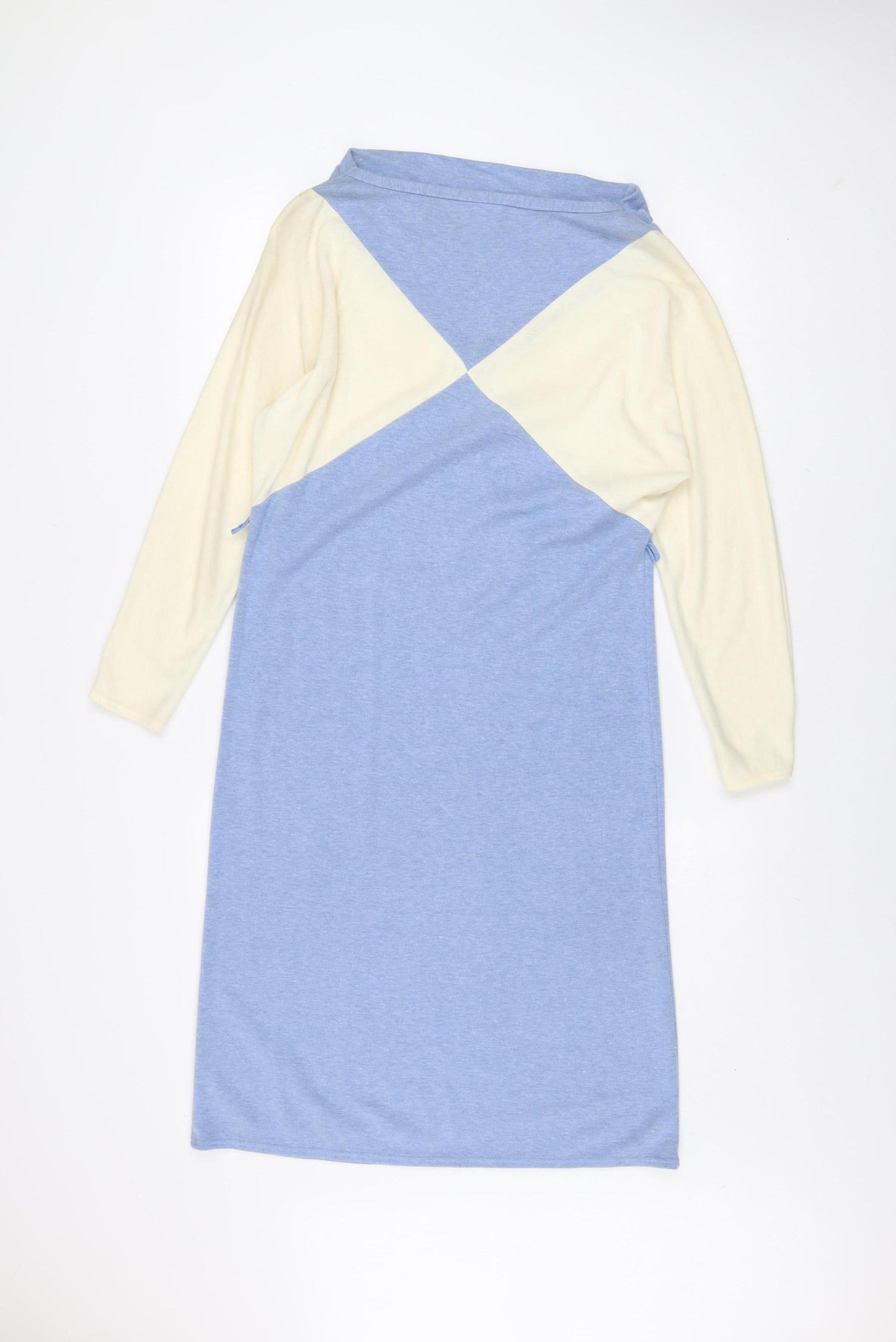 Marks and Spencer Women Blue Colourblock Shift Dress Size 10 Long Sleeve Retro