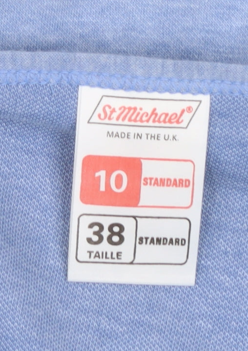 Marks and Spencer Women Blue Colourblock Shift Dress Size 10 Long Sleeve Retro