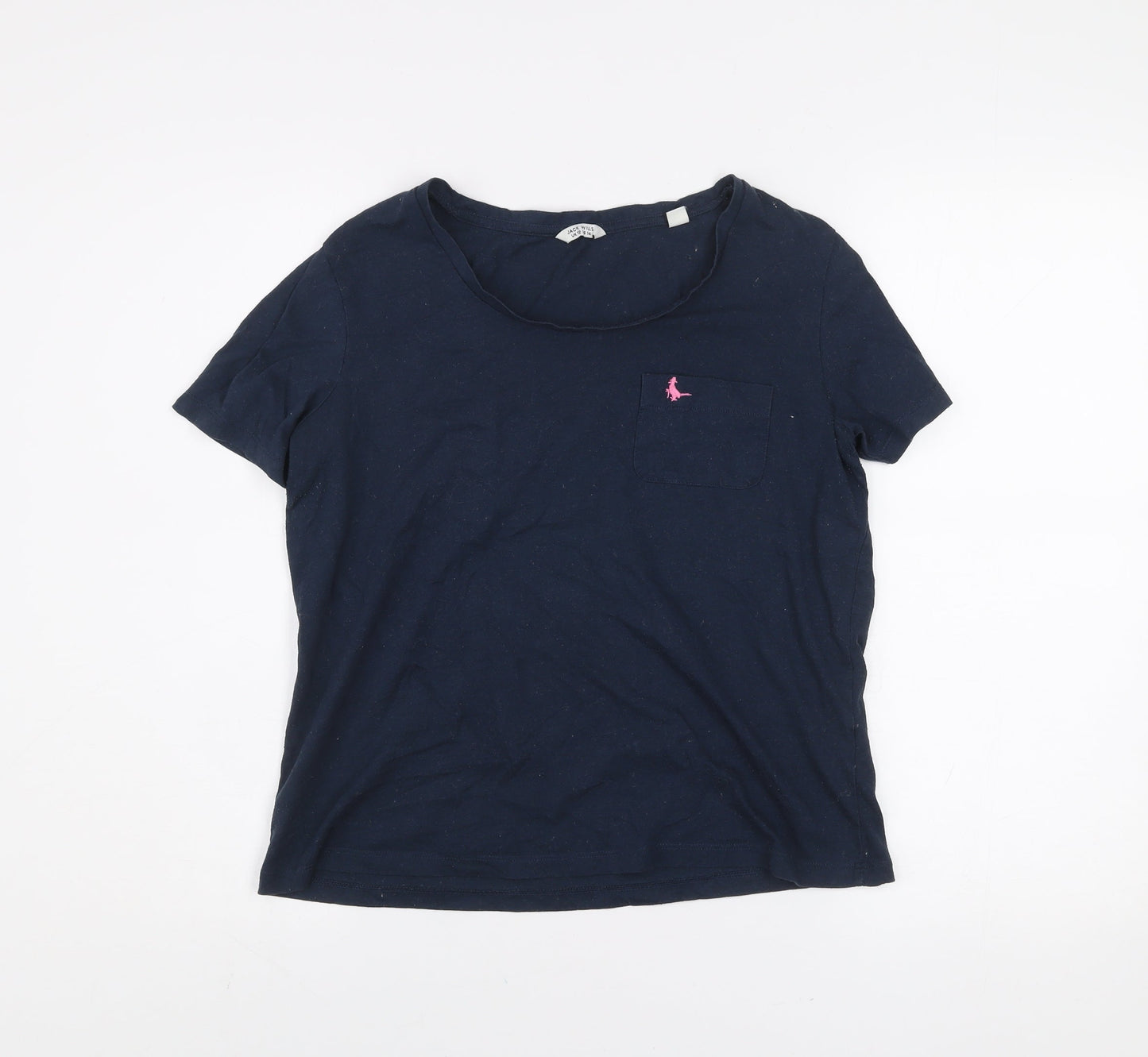 Jack Wills Womens Blue Short Sleeve Basic Cotton T-Shirt Size 12