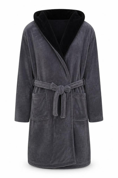 Finest Made Clothing Co Mens Grey Fleece Belted Robe XL