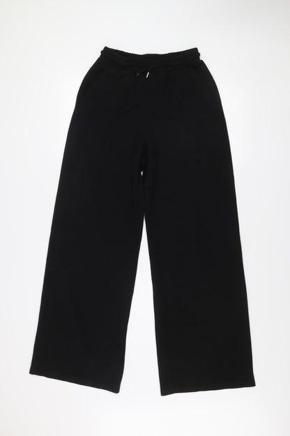 Stradivarius Women's Black Wide-Leg Elastic Waist Trousers Size S