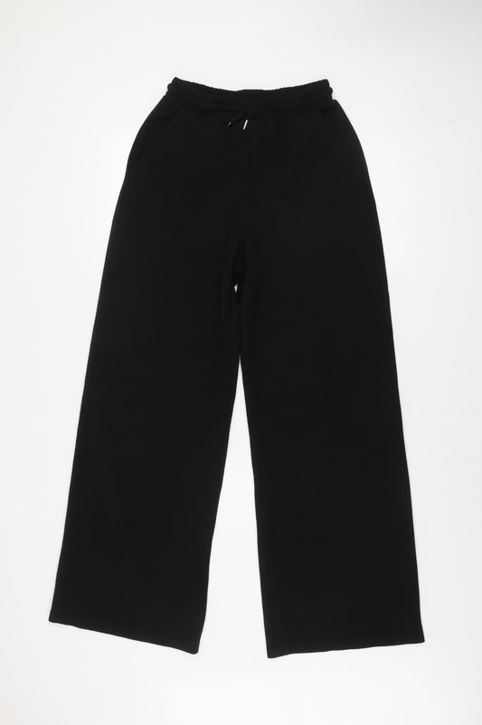 Stradivarius Women's Black Wide-Leg Elastic Waist Trousers Size S