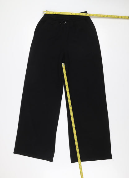 Stradivarius Women's Black Wide-Leg Elastic Waist Trousers Size S