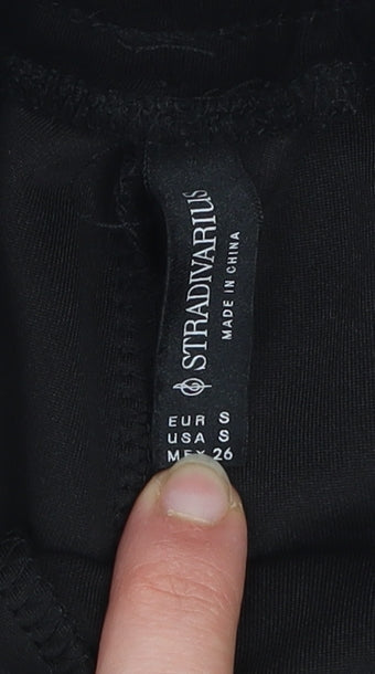 Stradivarius Women's Black Wide-Leg Elastic Waist Trousers Size S