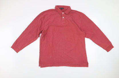 Mens UK Size L Racing Green Red Henley Sweatshirt