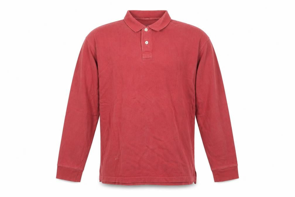 Mens UK Size L Racing Green Red Henley Sweatshirt