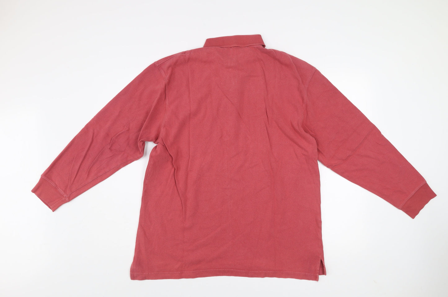 Mens UK Size L Racing Green Red Henley Sweatshirt