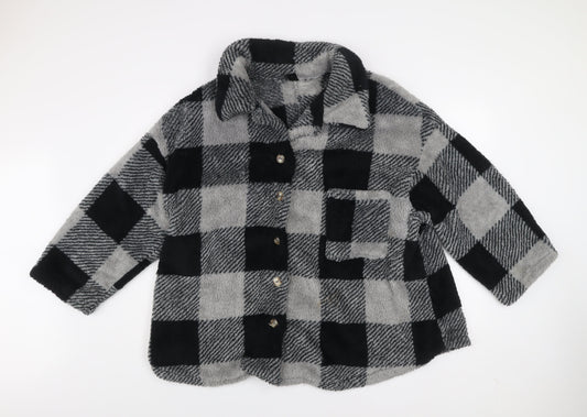 SHEIN Curve Women’s Grey Check Fleece Button Jacket 2XL