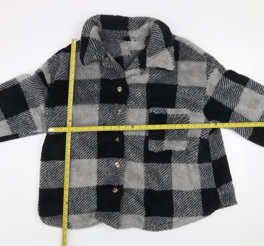SHEIN Curve Women’s Grey Check Fleece Button Jacket 2XL