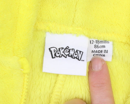 Pokémon Pikachu Yellow Fleece Baby One Piece 12-18 Months Hooded Pyjama