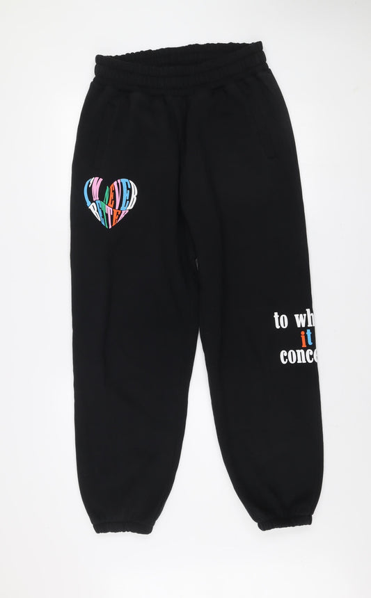 Womens UK Size 12 Couture Relaxed Fit Jogger Black Trousers