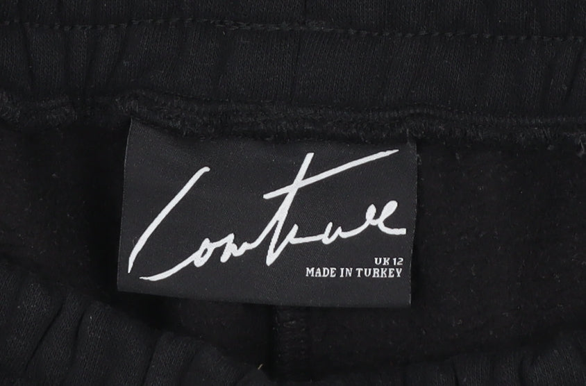 Womens UK Size 12 Couture Relaxed Fit Jogger Black Trousers