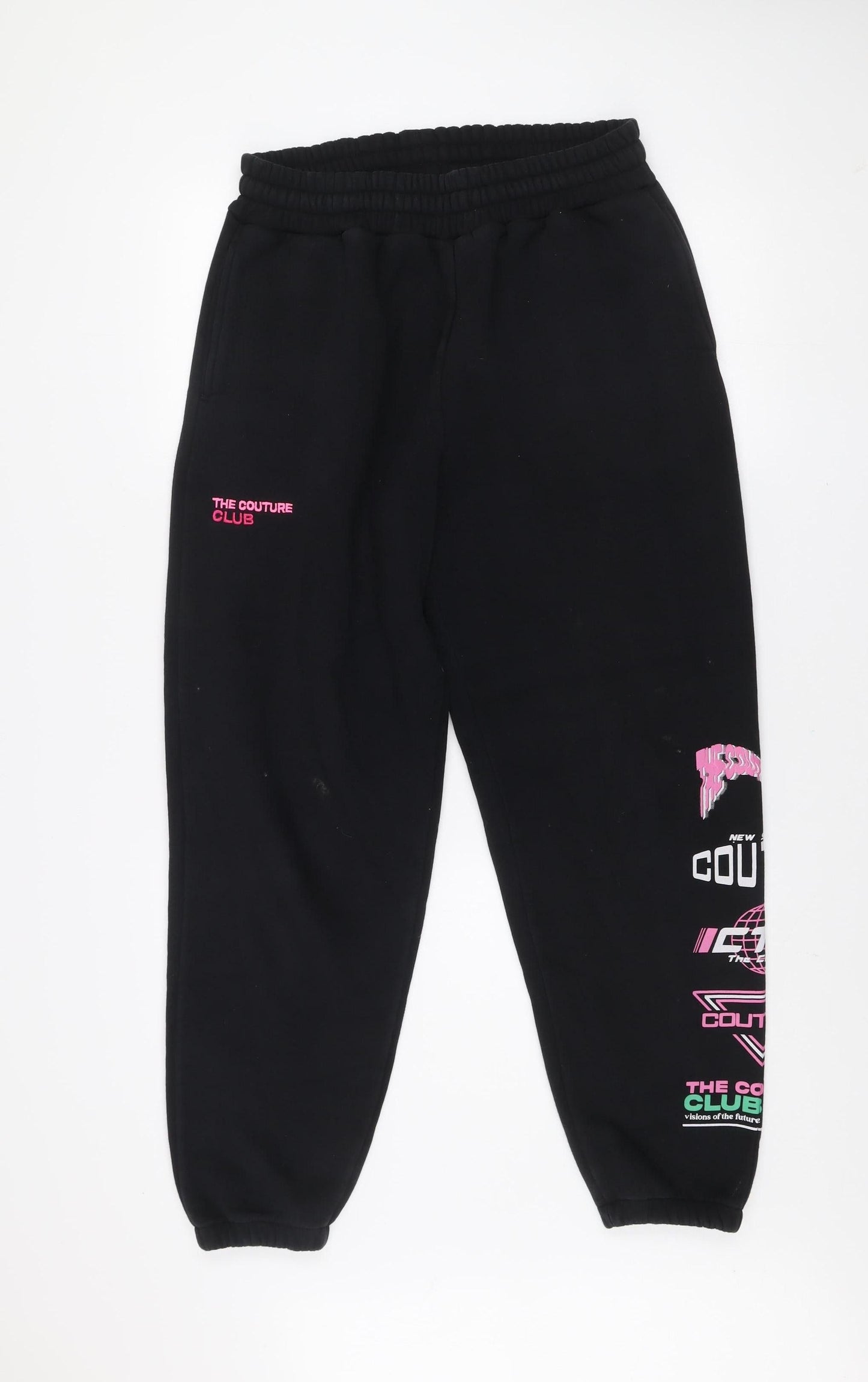 Womens UK Size 12 The Couture Club Regular Fit Jogger Black Trousers