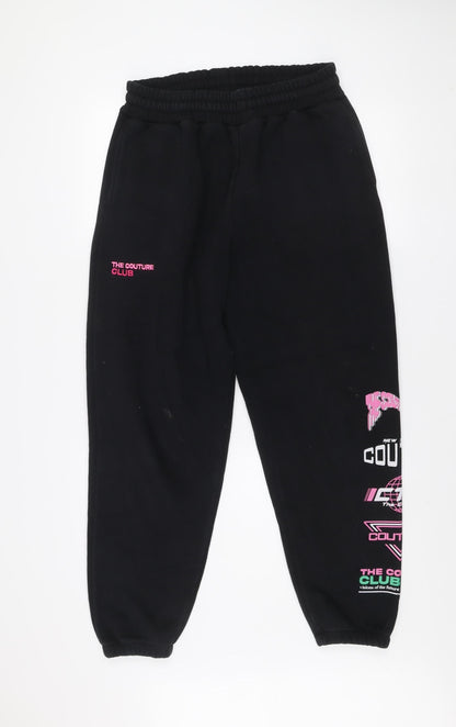 Womens UK Size 12 The Couture Club Regular Fit Jogger Black Trousers