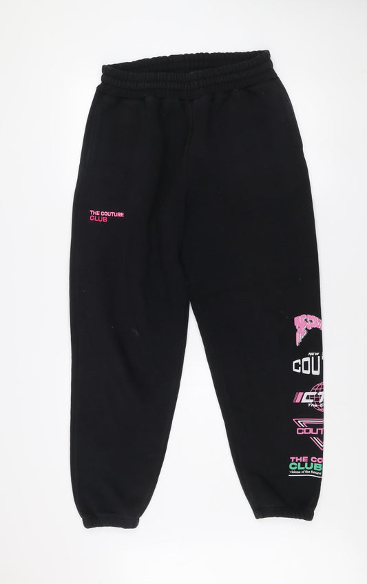 Womens UK Size 12 The Couture Club Regular Fit Jogger Black Trousers