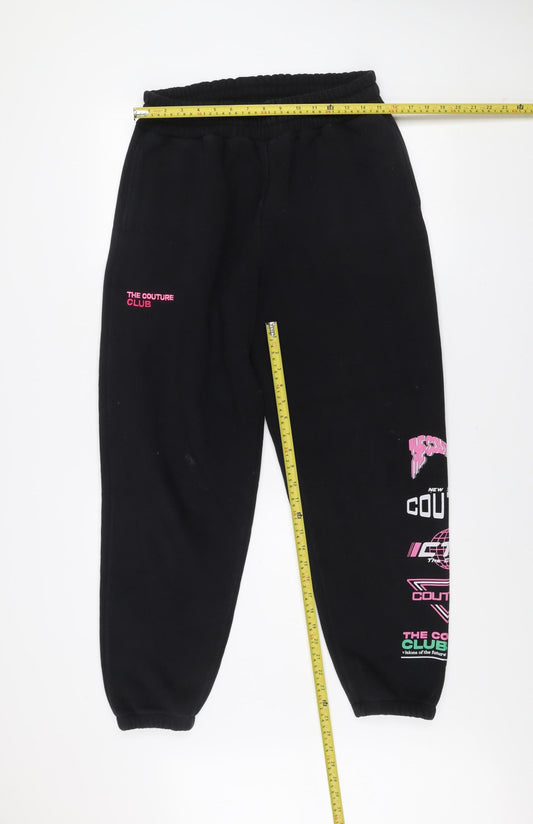 Womens UK Size 12 The Couture Club Regular Fit Jogger Black Trousers