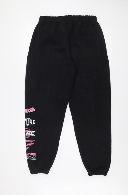 Womens UK Size 12 The Couture Club Regular Fit Jogger Black Trousers