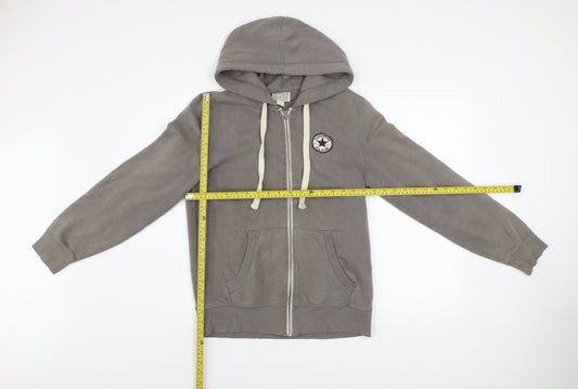 Converse Men's Grey Medium Full Zip Hoodie Jacket Cotton Blend