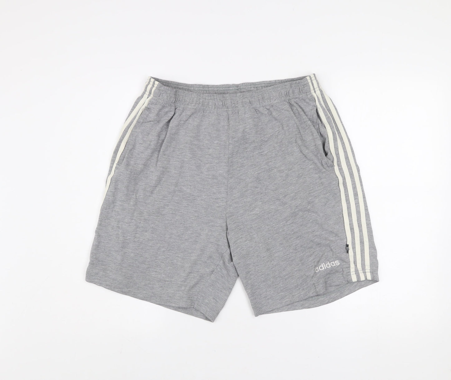 Adidas Mens Grey Athletic Shorts L Stretch Lightweight Activewear