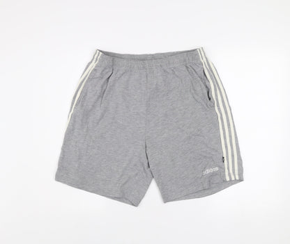 Adidas Mens Grey Athletic Shorts L Stretch Lightweight Activewear