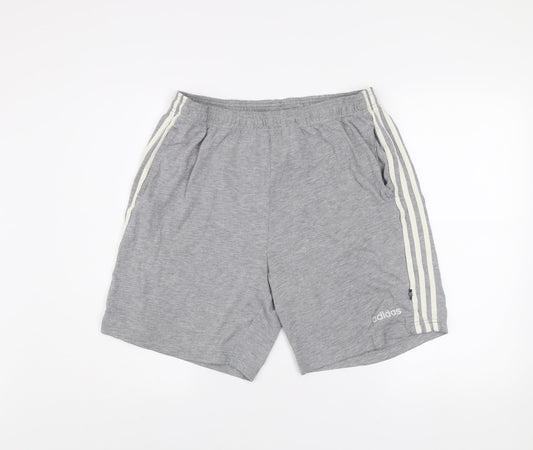 Adidas Mens Grey Athletic Shorts L Stretch Lightweight Activewear