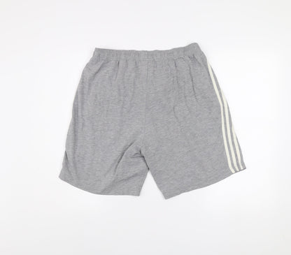 Adidas Mens Grey Athletic Shorts L Stretch Lightweight Activewear