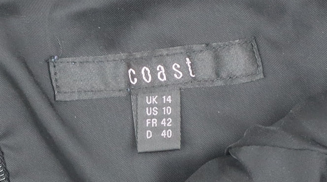 Coast Women’s Black Size 14 Fit & Flare Striped Knee Length Dress