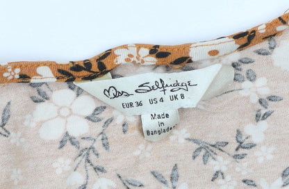 Miss Selfridge Women’s Orange Floral V-Neck Wrap Dress Size 8