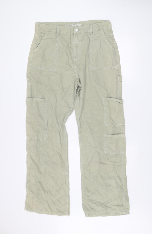 Primark Women’s Beige Cargo Trousers Size 14 Casual Cotton Pants