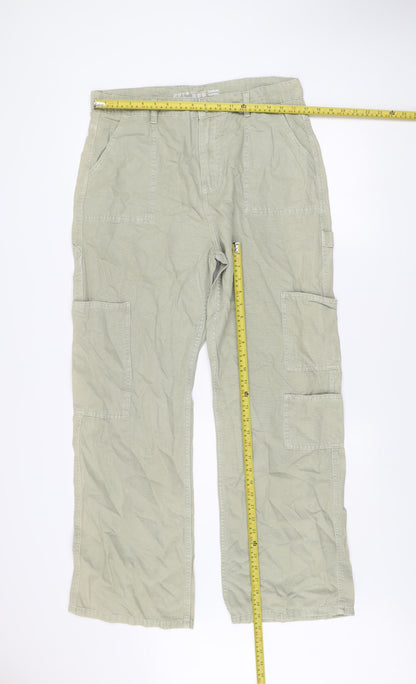 Primark Women’s Beige Cargo Trousers Size 14 Casual Cotton Pants